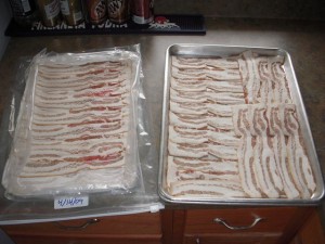 Filling up the trays