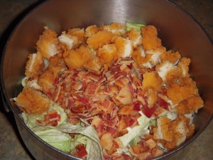 Lettuce, parmesan, bacon and chicken